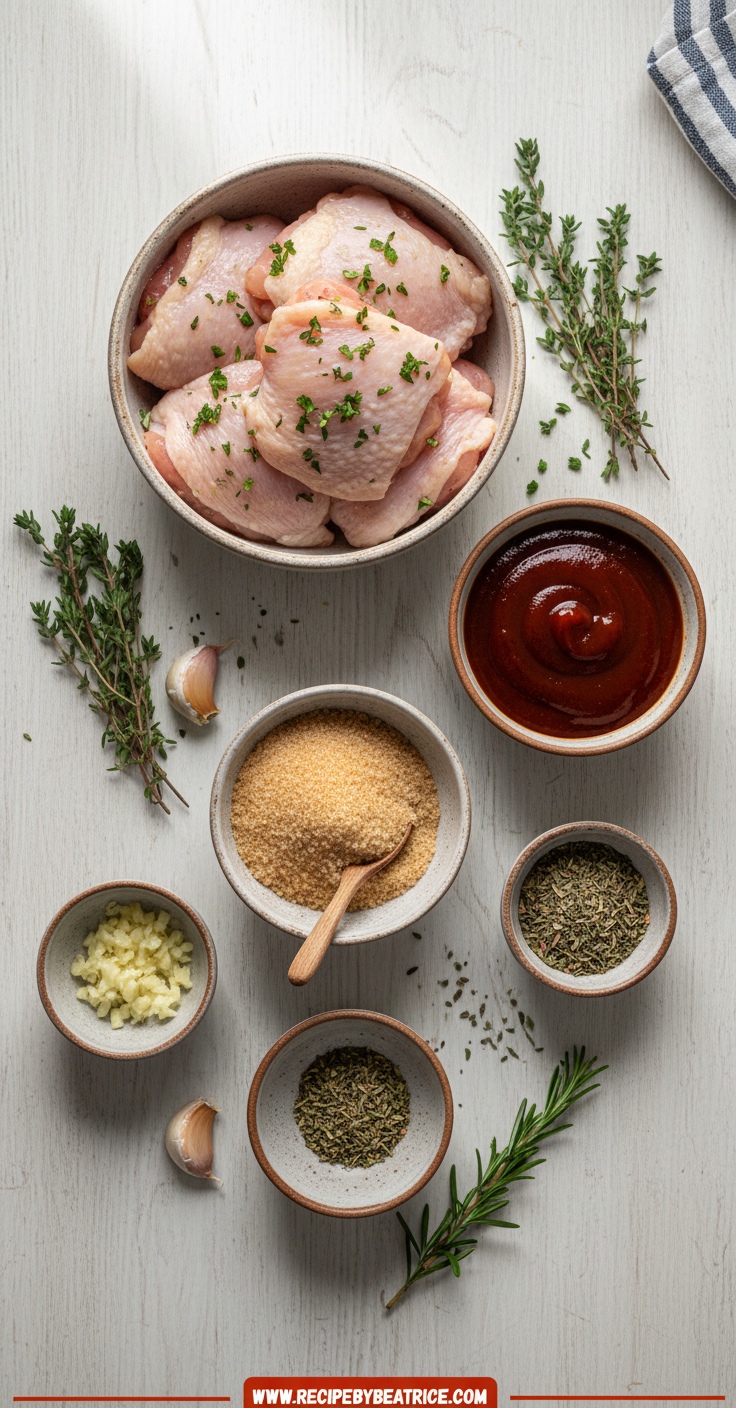 Ingredients for caramelized BBQ chicken thighs