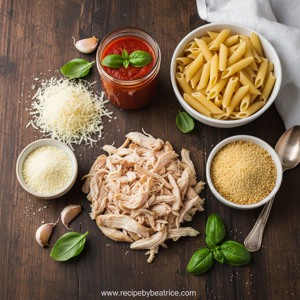 Ingredients for chicken parmesan casserole