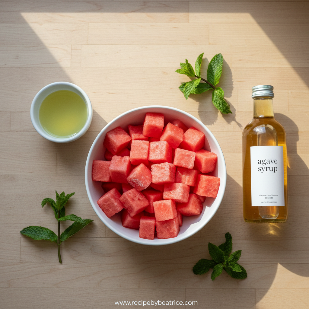 Fresh watermelon and simple ingredients for sorbet