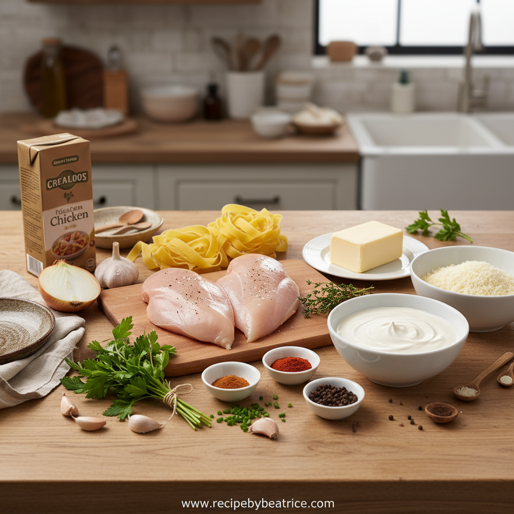 Ingredients for cowboy butter chicken pasta