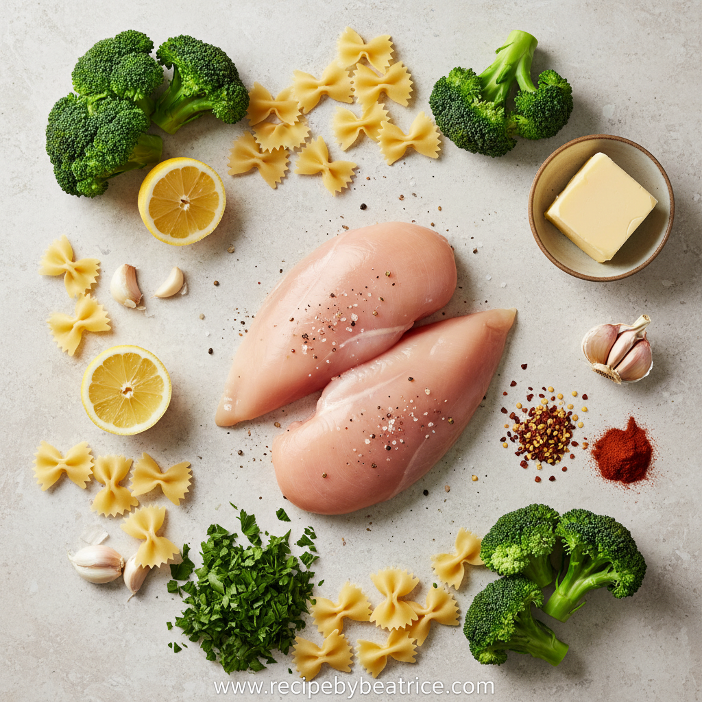 Ingredients for lemon cowboy butter chicken pasta