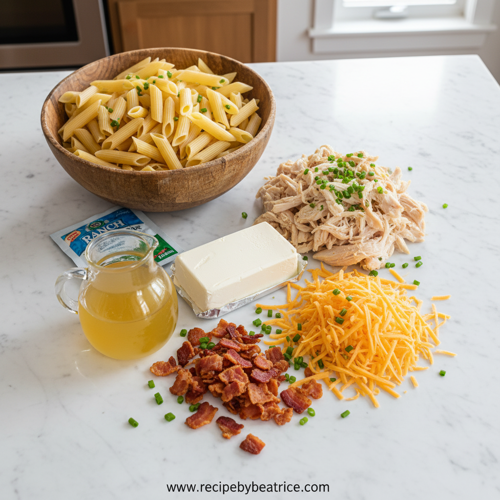Ingredients for crack chicken penne pasta