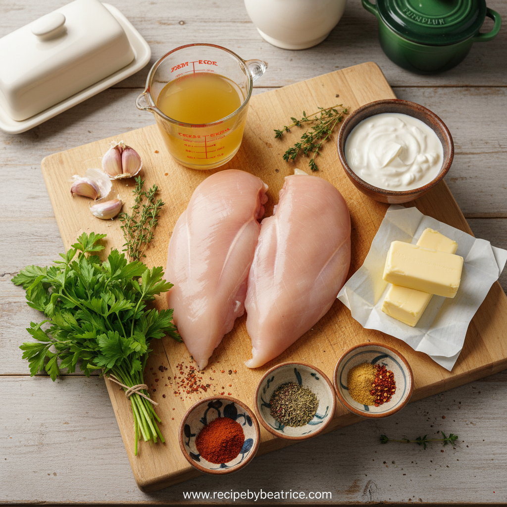 Ingredients for creamy cowboy butter chicken