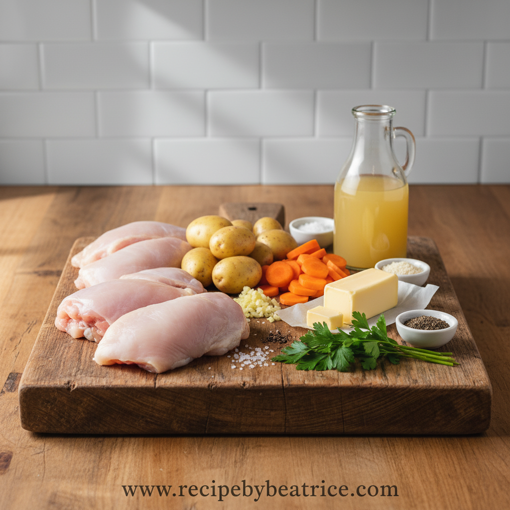 Ingredients for crock pot garlic butter chicken recipe