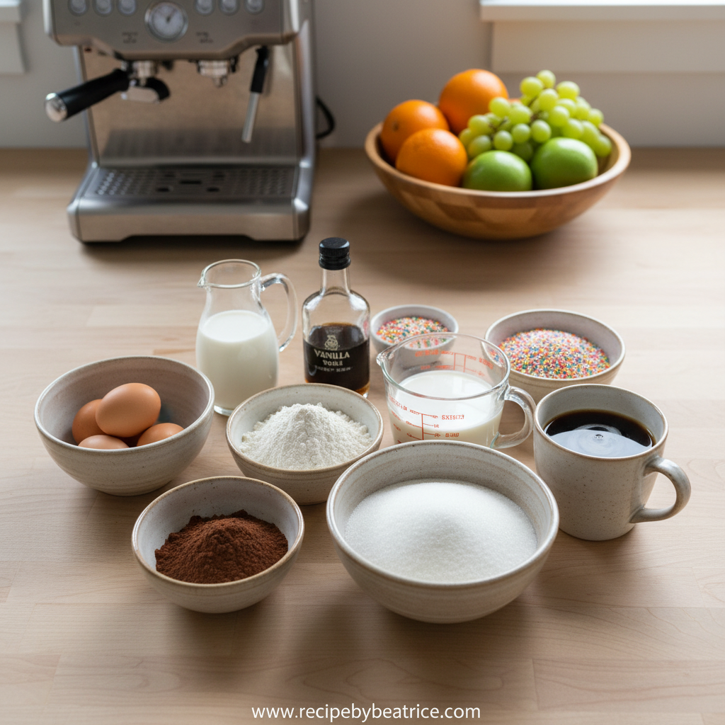 Ingredients for chocolate sheet cake