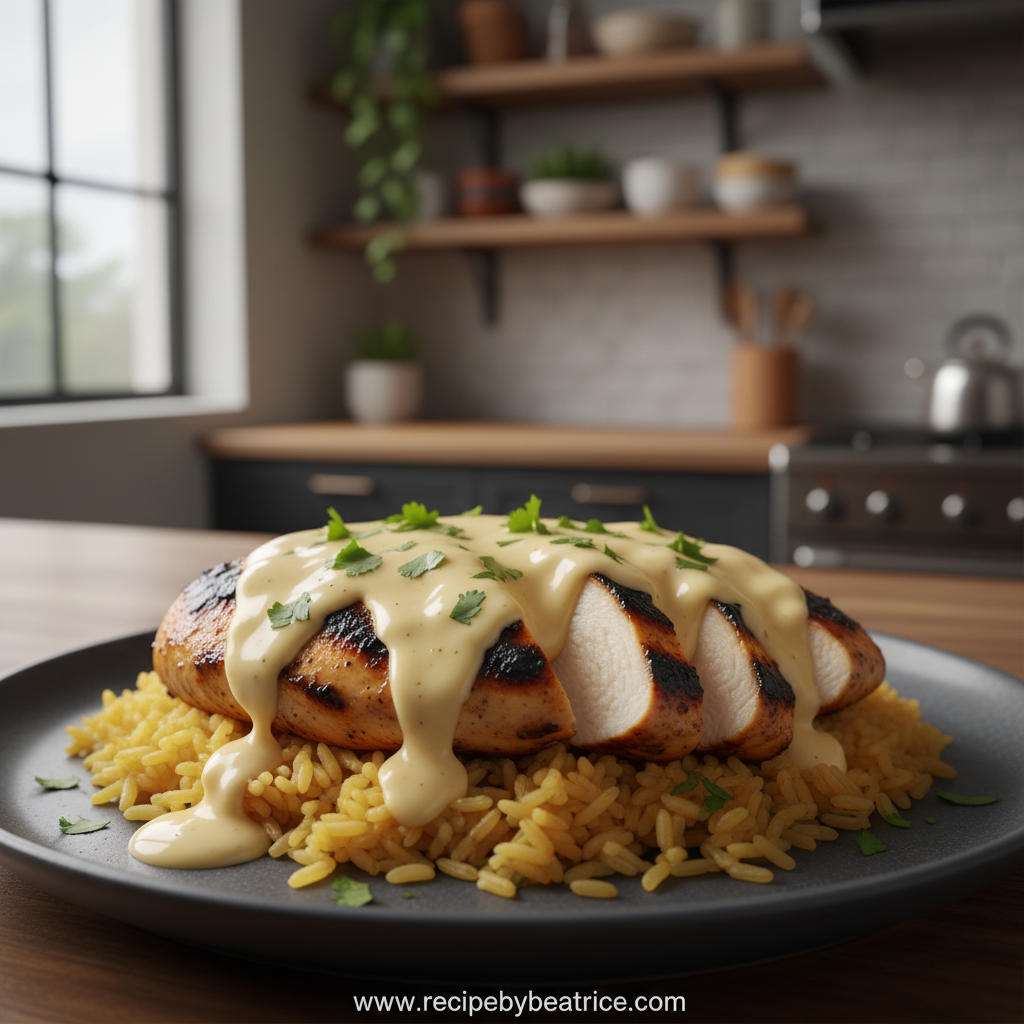 Delicious Mexican chicken served with creamy cheese sauce