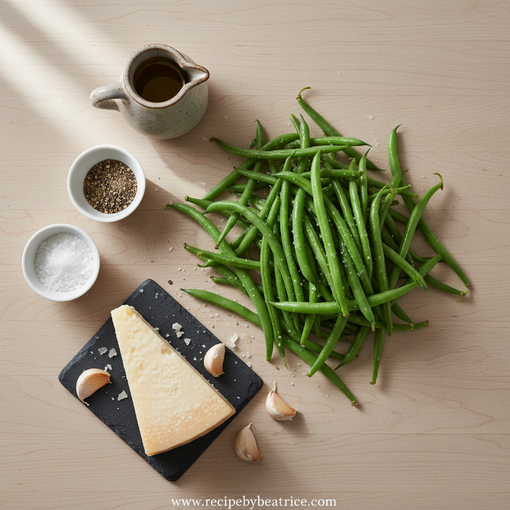 Ingredients for garlic Parmesan green beans