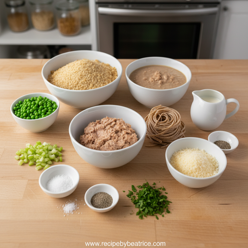 Ingredients for healthy tuna casserole