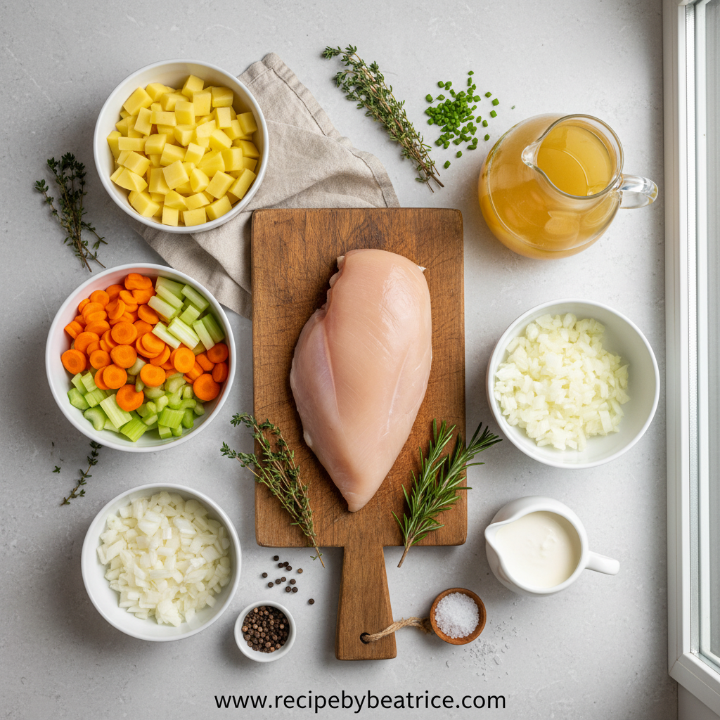 Ingredients for creamy chicken potato soup