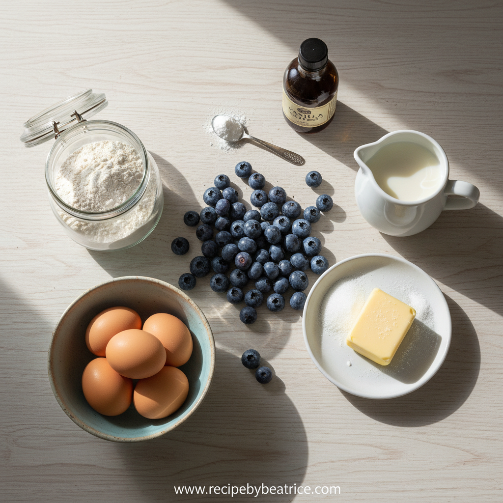 Ingredients for Bakery Style Blueberry Muffins