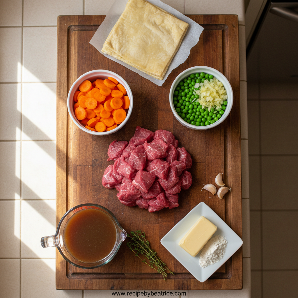 Ingredients for beef pot pie