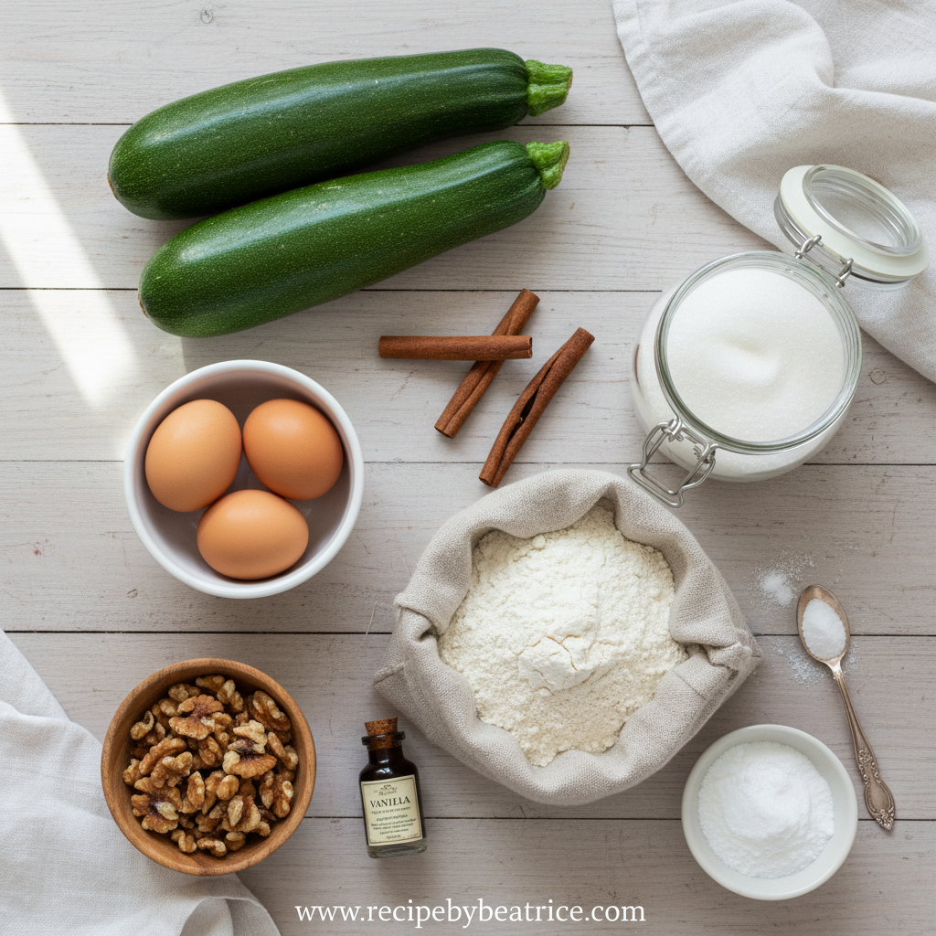 Ingredients for zucchini bread
