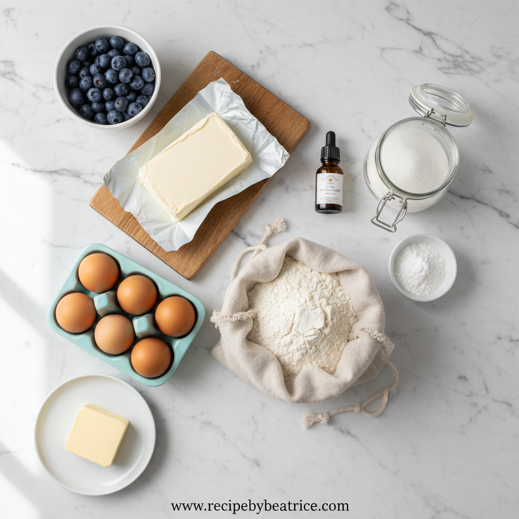 Ingredients for Blueberry Cream Cheese Muffins