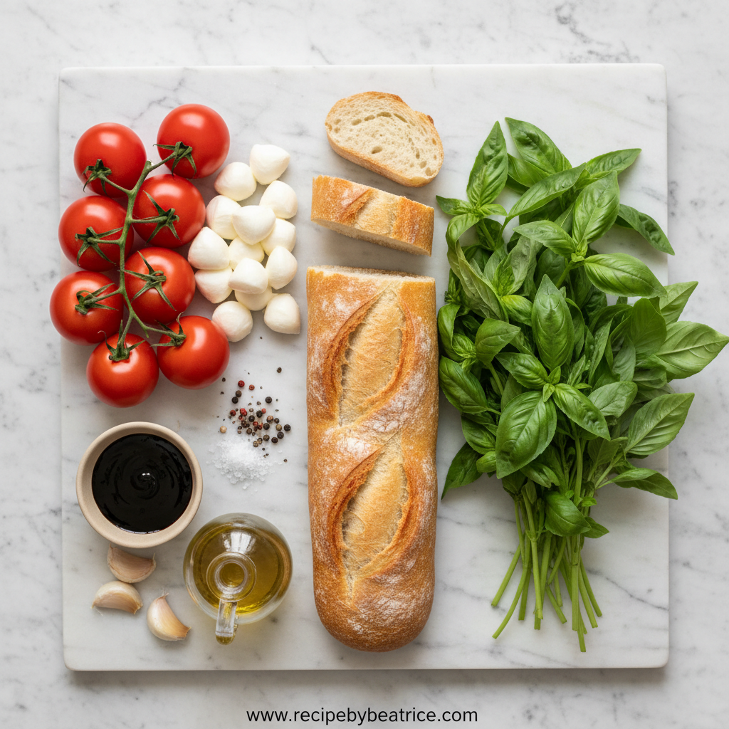 Ingredients for Caprese Bruschetta