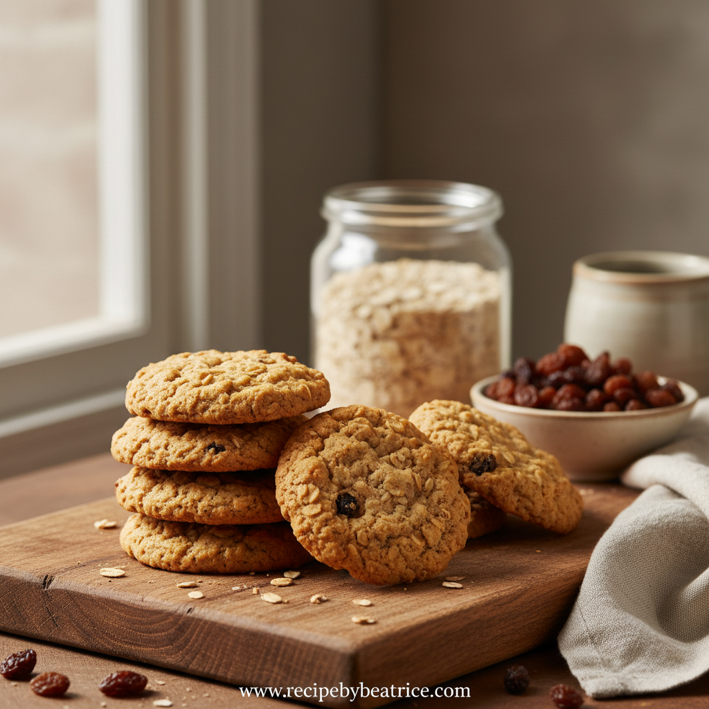 Chewy oatmeal cookies with crispy edges and soft centers