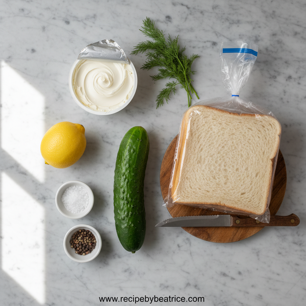Ingredients for cucumber sandwiches
