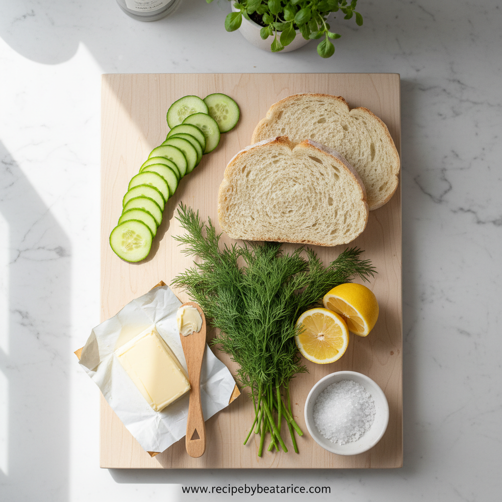 Ingredients for cucumber sandwich