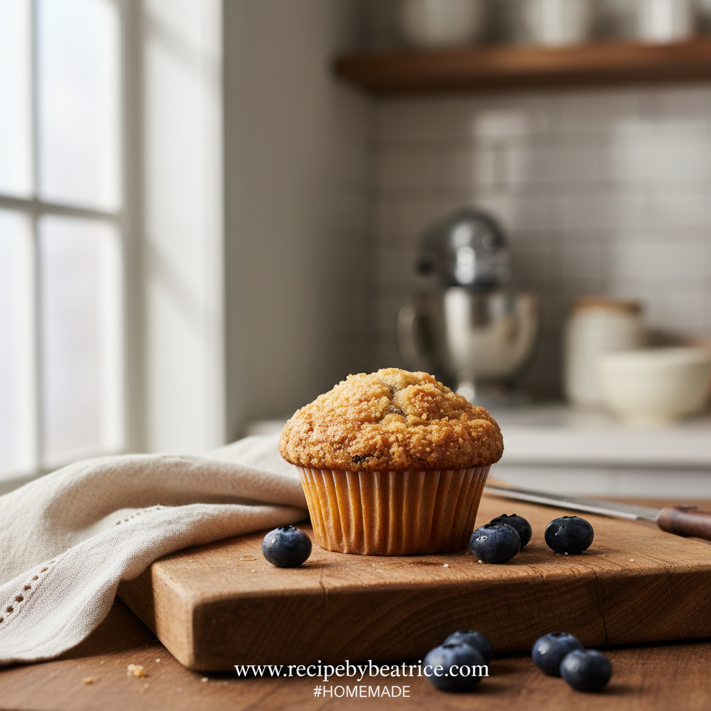 Easy blueberry muffins with crumble topping