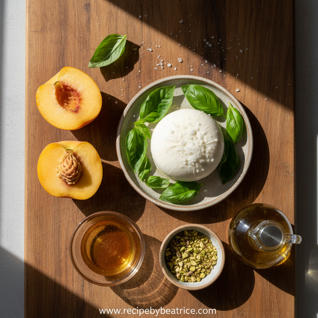 Ingredients for Fresh Peach Burrata Salad