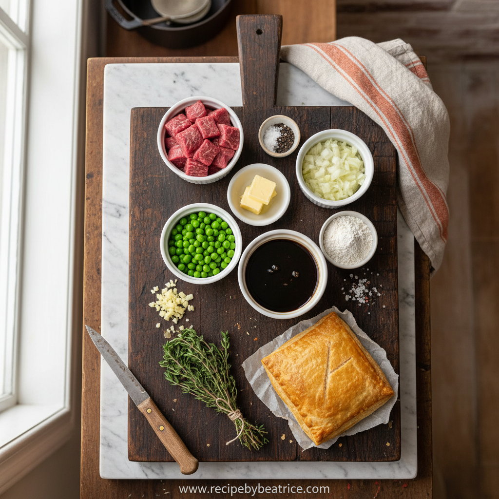 Ingredients for individual beef pot pies