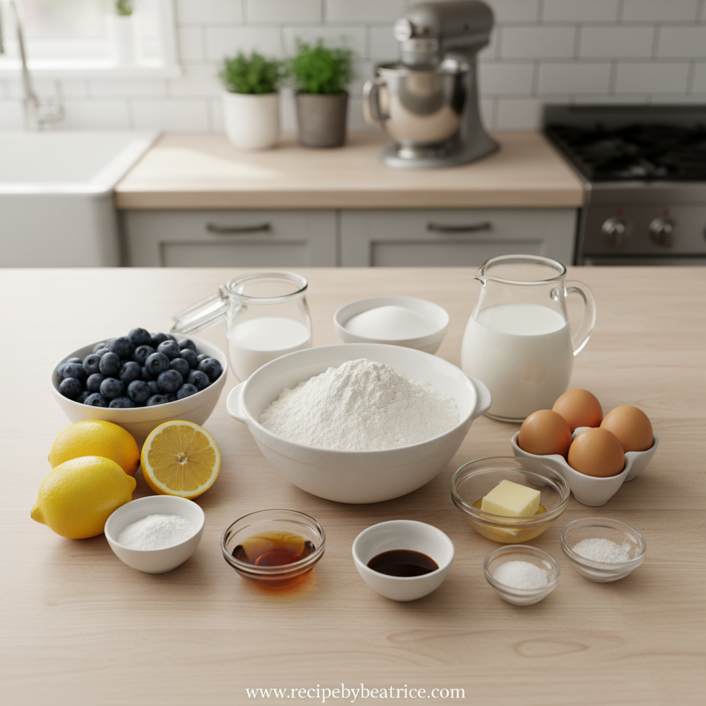 Ingredients for Lemon Blueberry Muffins
