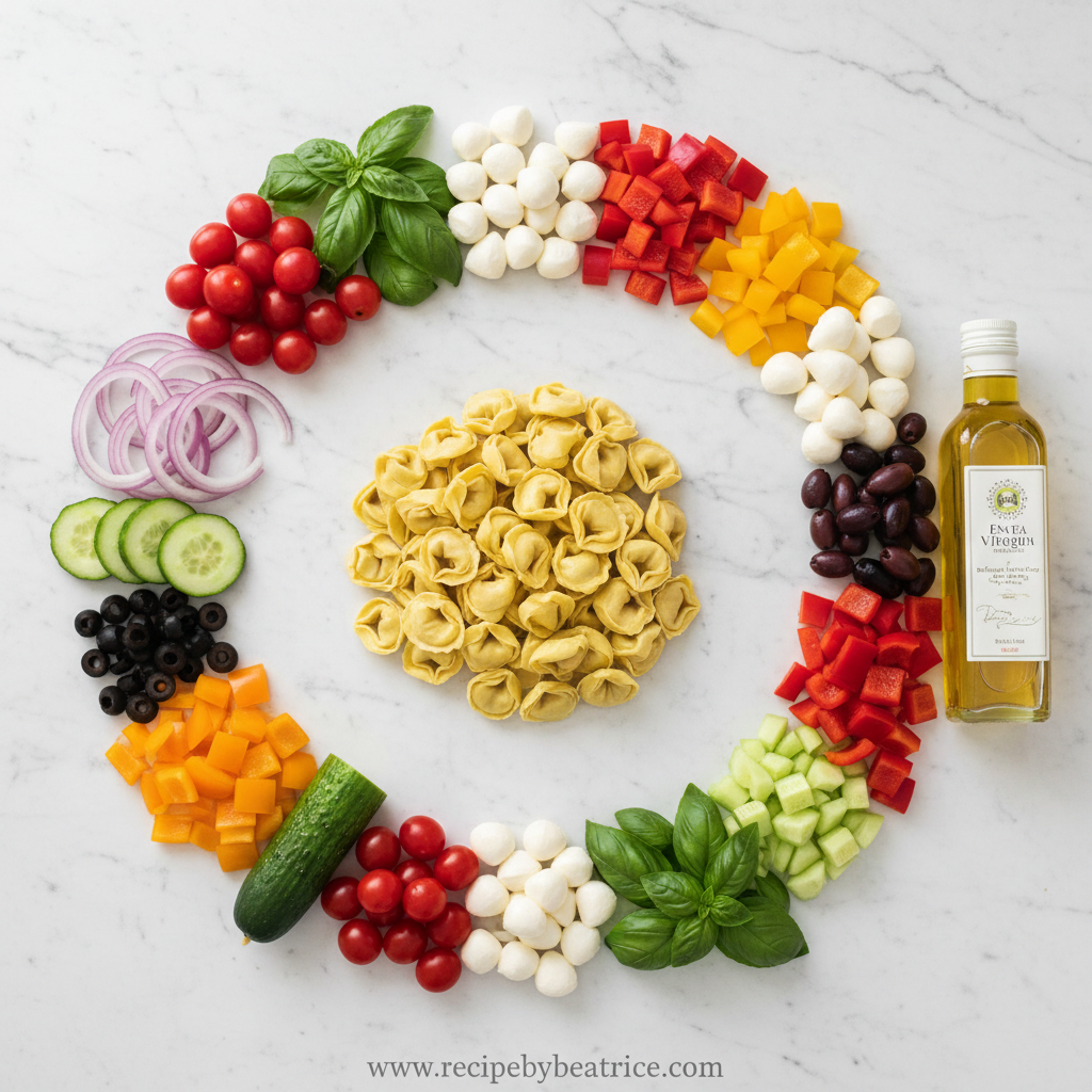 Ingredients for tortellini pasta salad