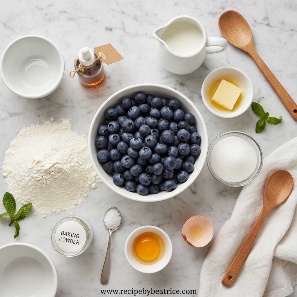 Ingredients for blueberry muffins