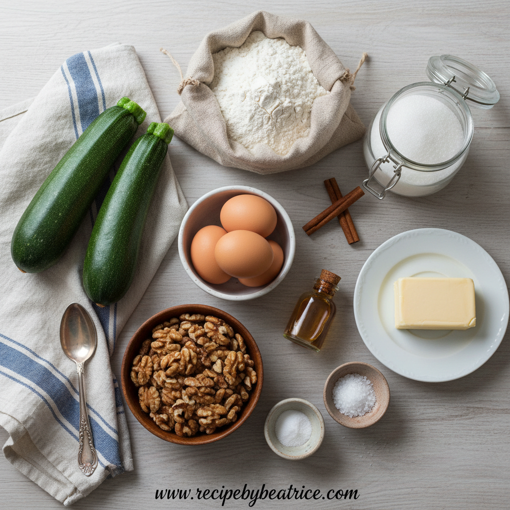 Ingredients for Mom’s Secret Moist Zucchini Bread