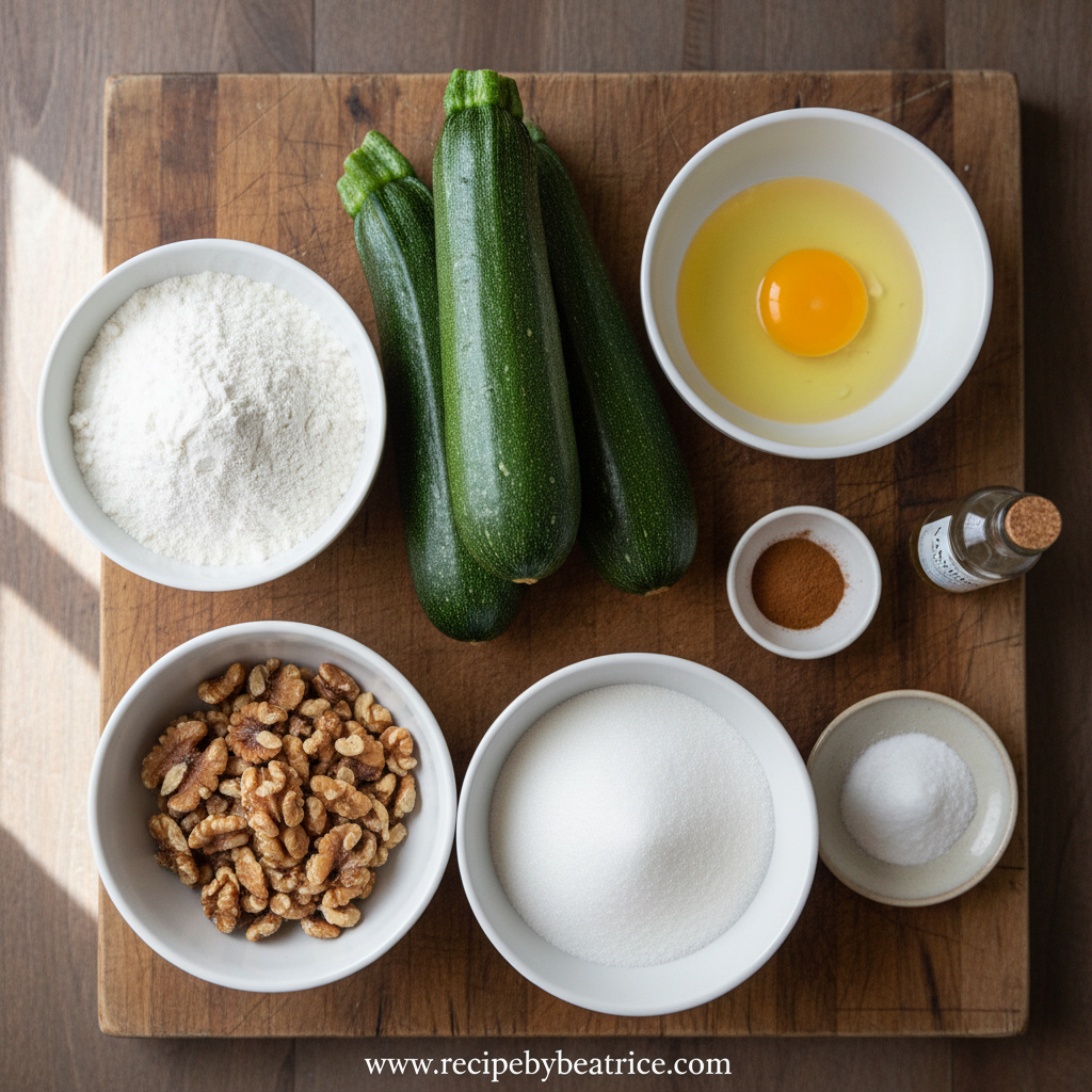 Ingredients for Old Fashioned Zucchini Bread