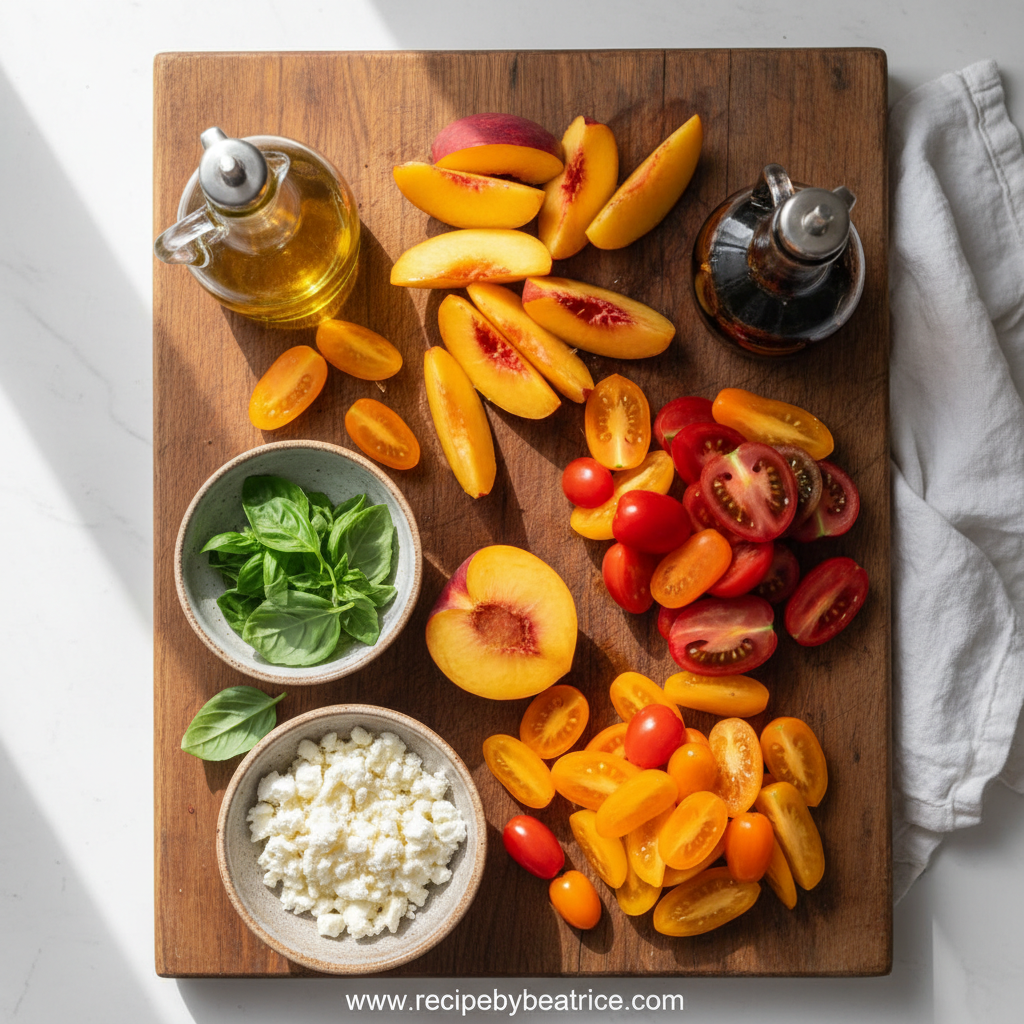 Ingredients for Peach Heirloom Tomato Salad