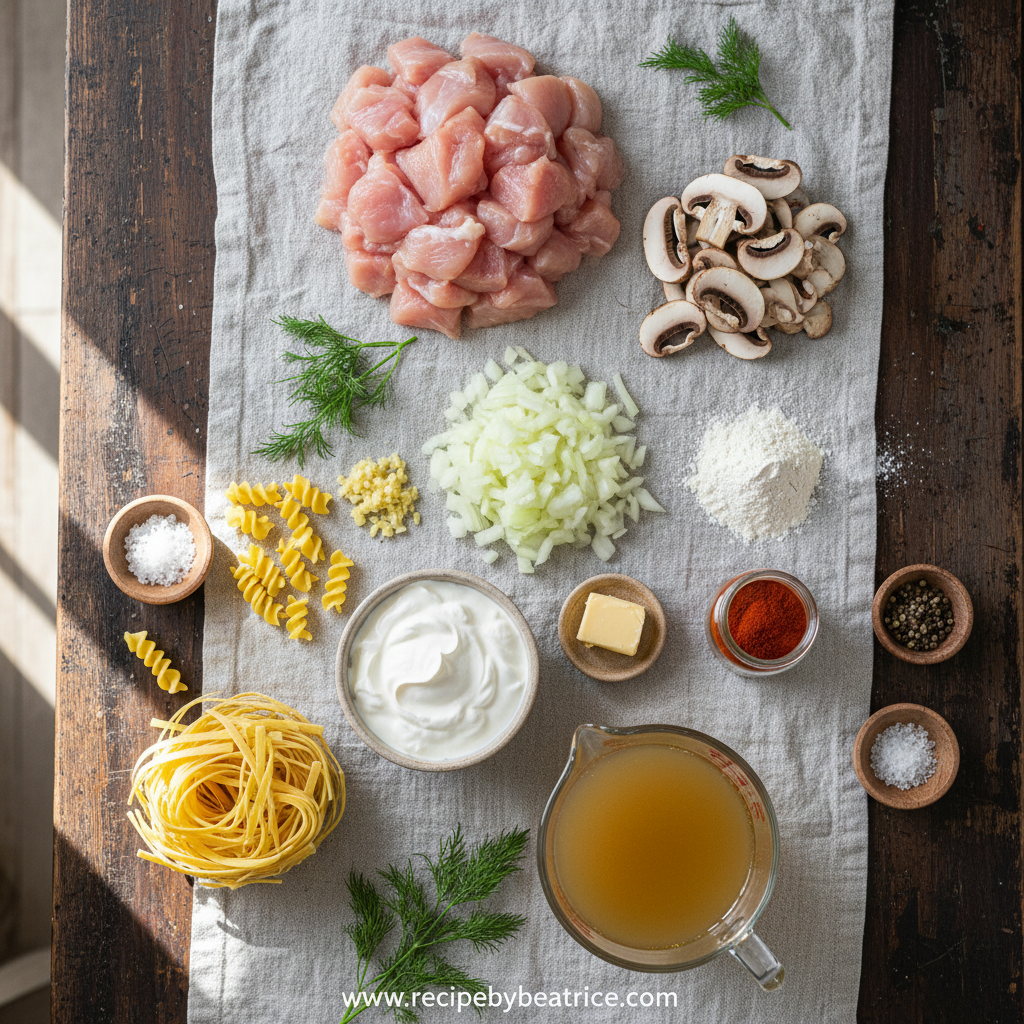 Ingredients for Chicken Stroganoff