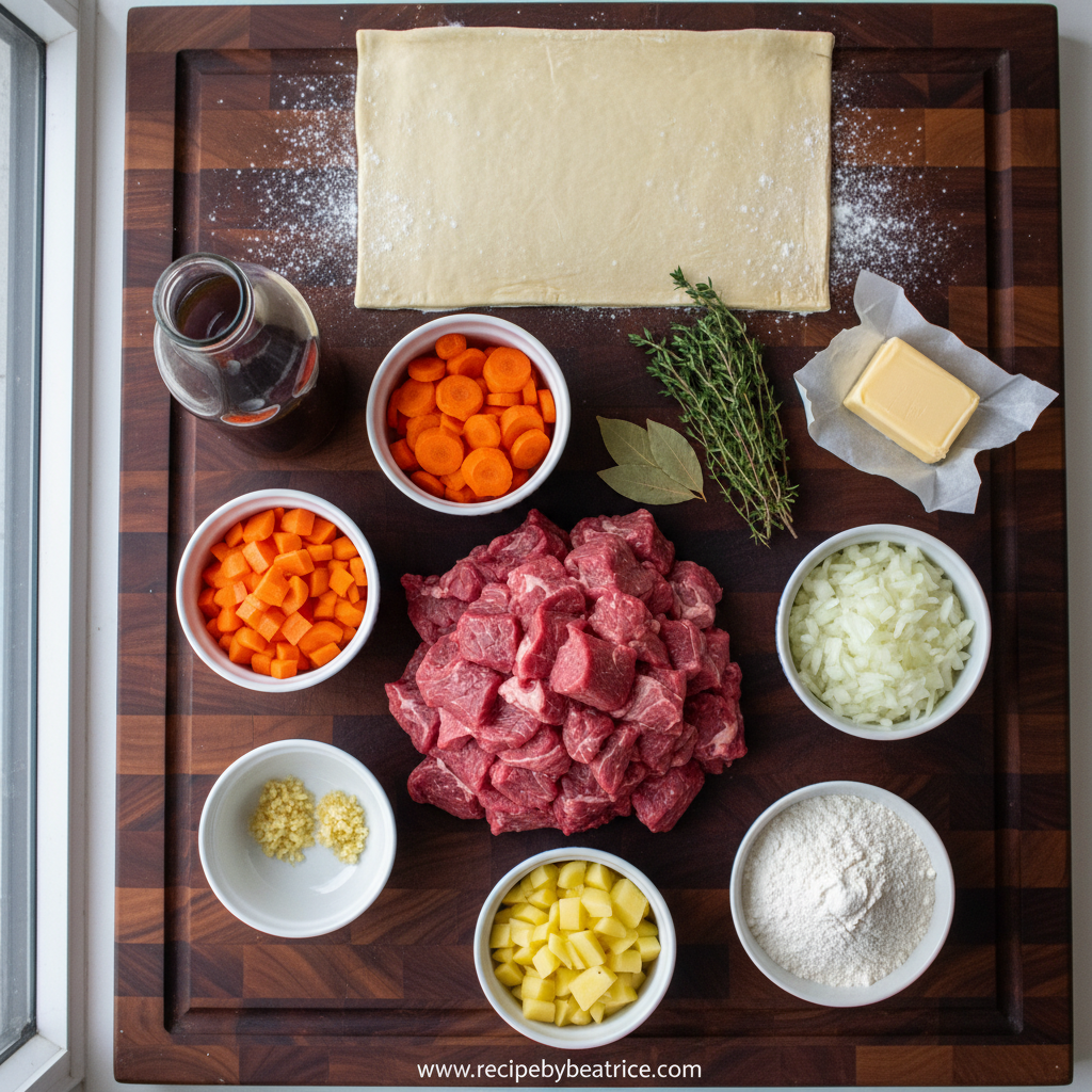 Ingredients for Savory Beef Stew Pot Pie