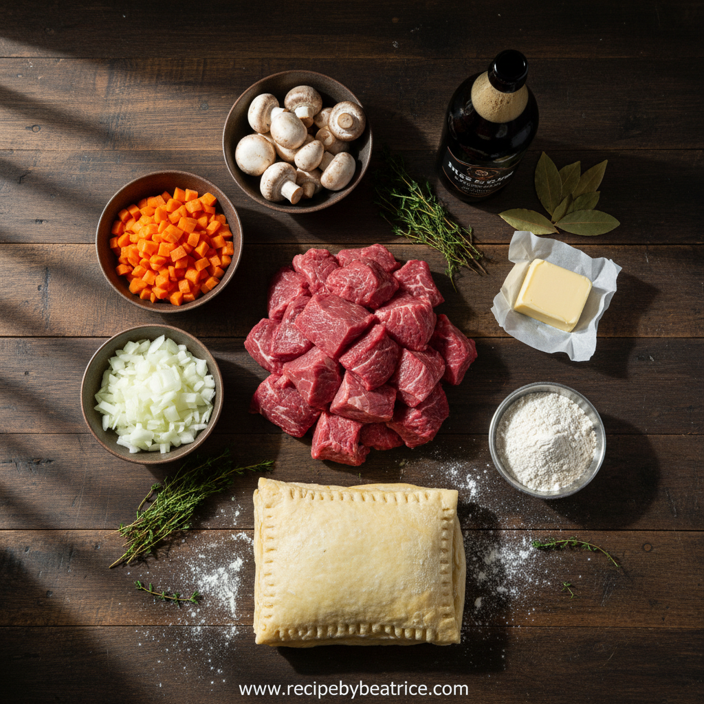 Ingredients for Stout Braised Beef Pot Pie
