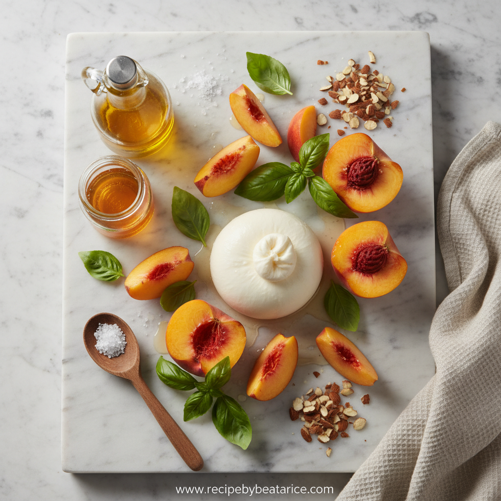 Ingredients for Summer Peach Burrata Salad