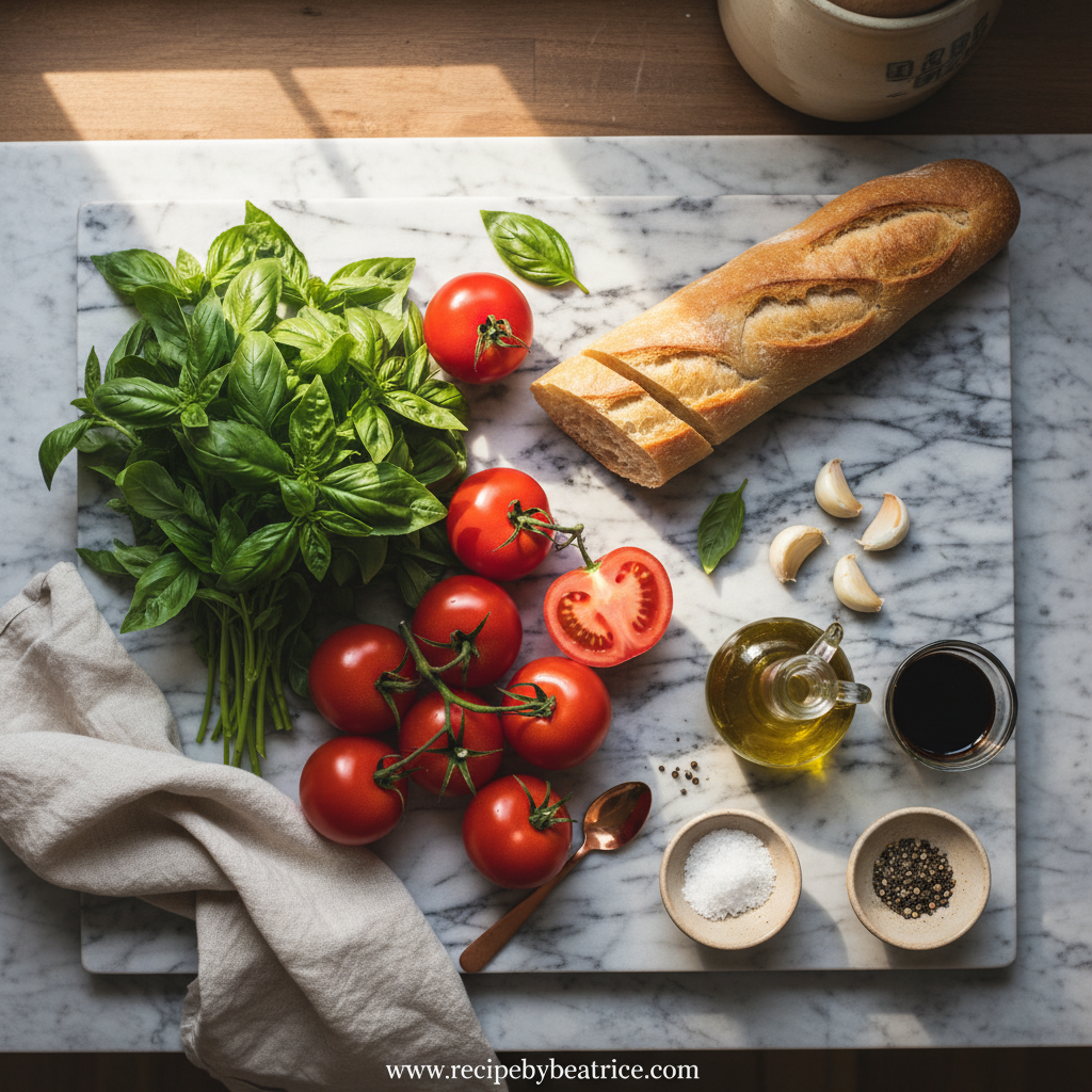 Ingredients for Tomato Basil Bruschetta