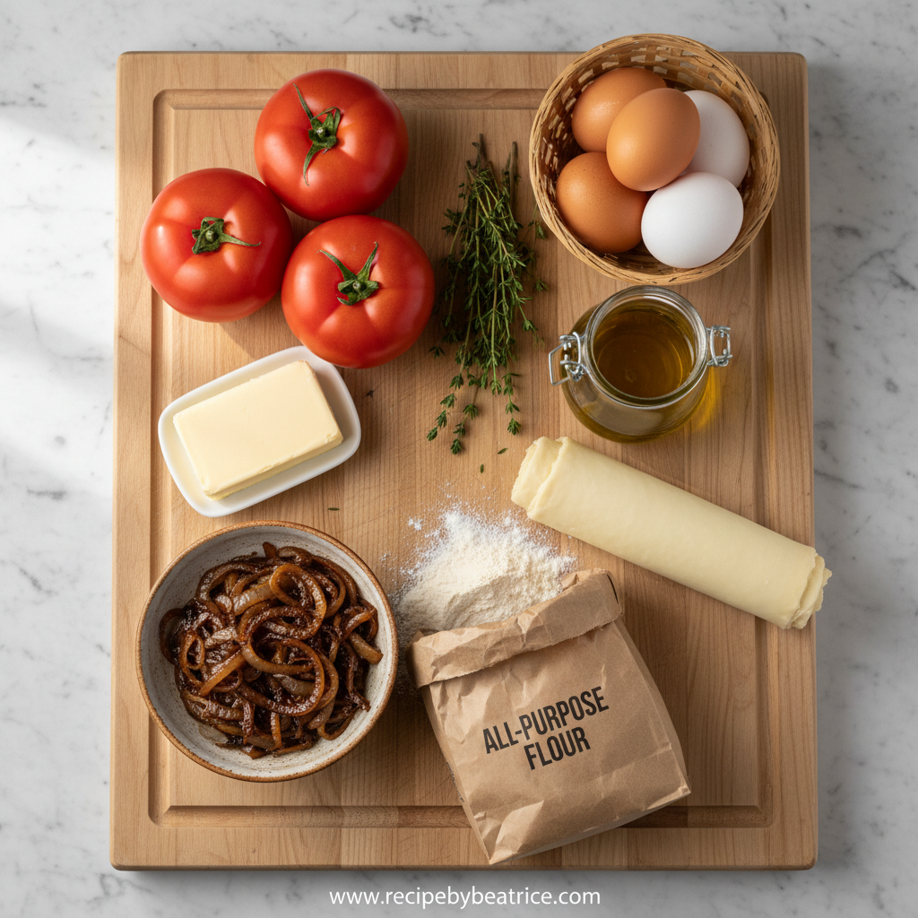 Ingredients for Beefsteak Tomato Tart with Caramelized Onions & Thyme