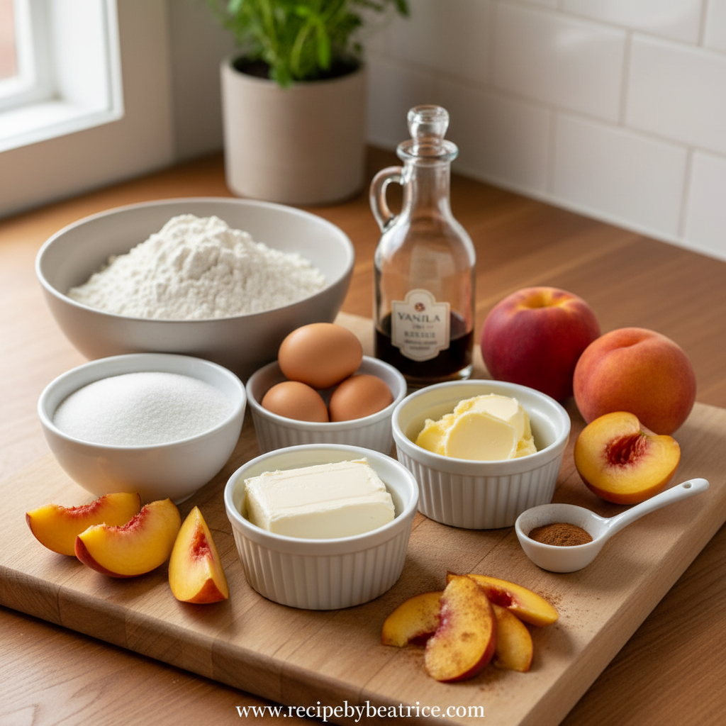 Ingredients for Cream Cheese Peach Cobbler Pound Cake