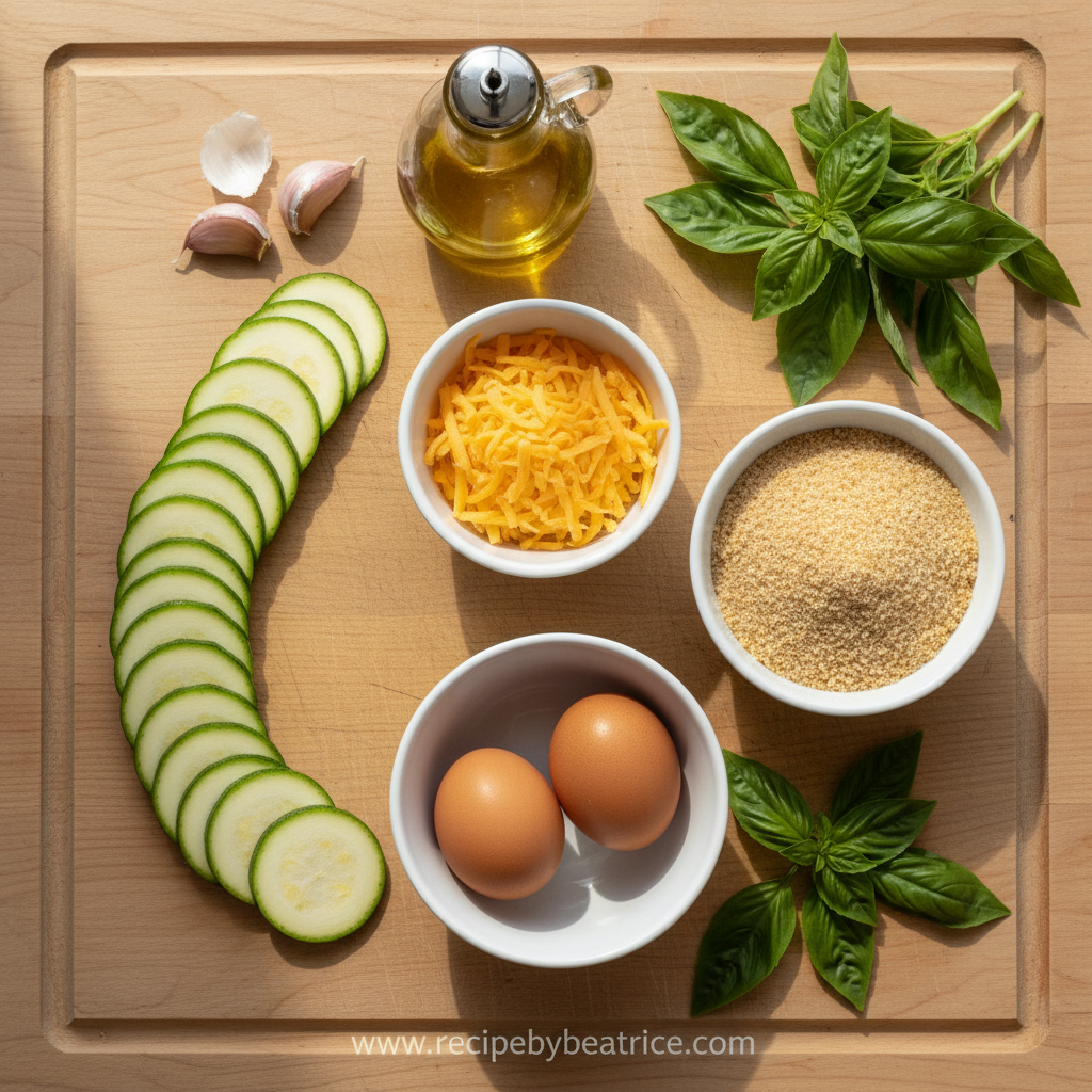 Ingredients for Easy Baked Zucchini and Cheese Casserole